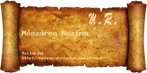 Mészáros Rozina névjegykártya